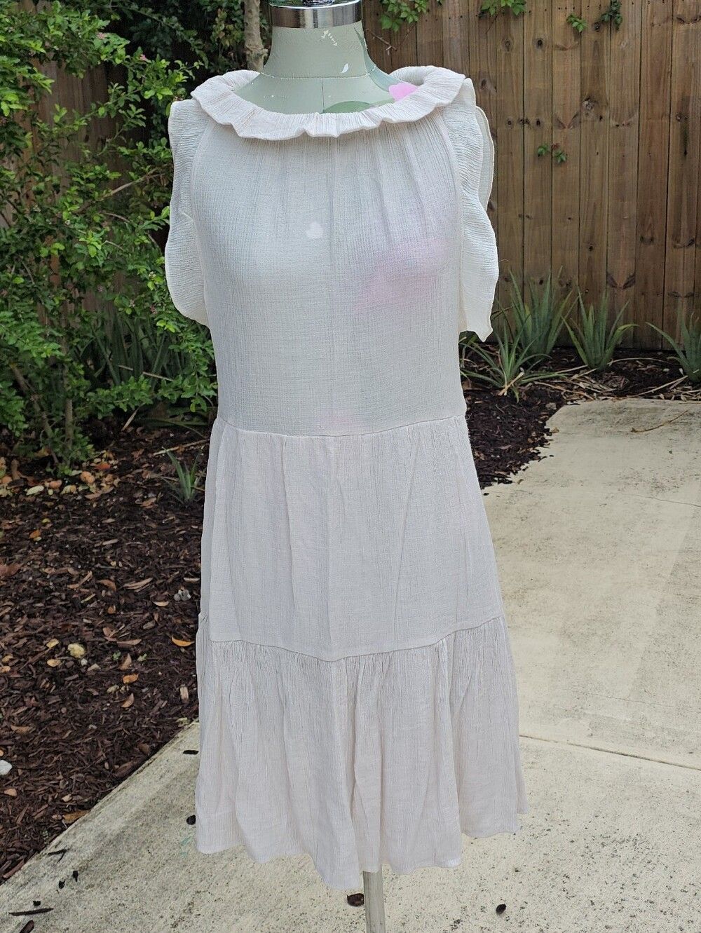 Sweet Wanderer Cream Ruffle Tiered Midi Dress - Picture 3 of 13